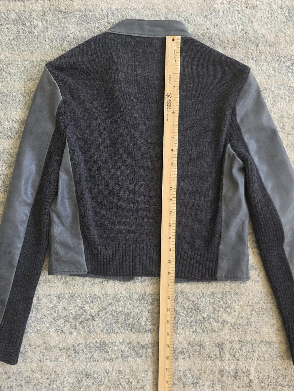 BCBGMAXAZRIA Gray REAL Leather Moto Jacket – Edgy Luxe Designer Jacket S